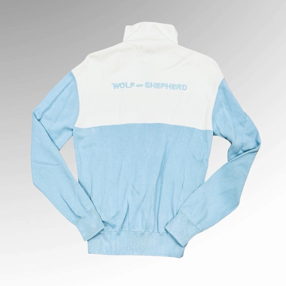 Wolf & Shepherd Track Jacket Storm Cotton Blue White Full Zip